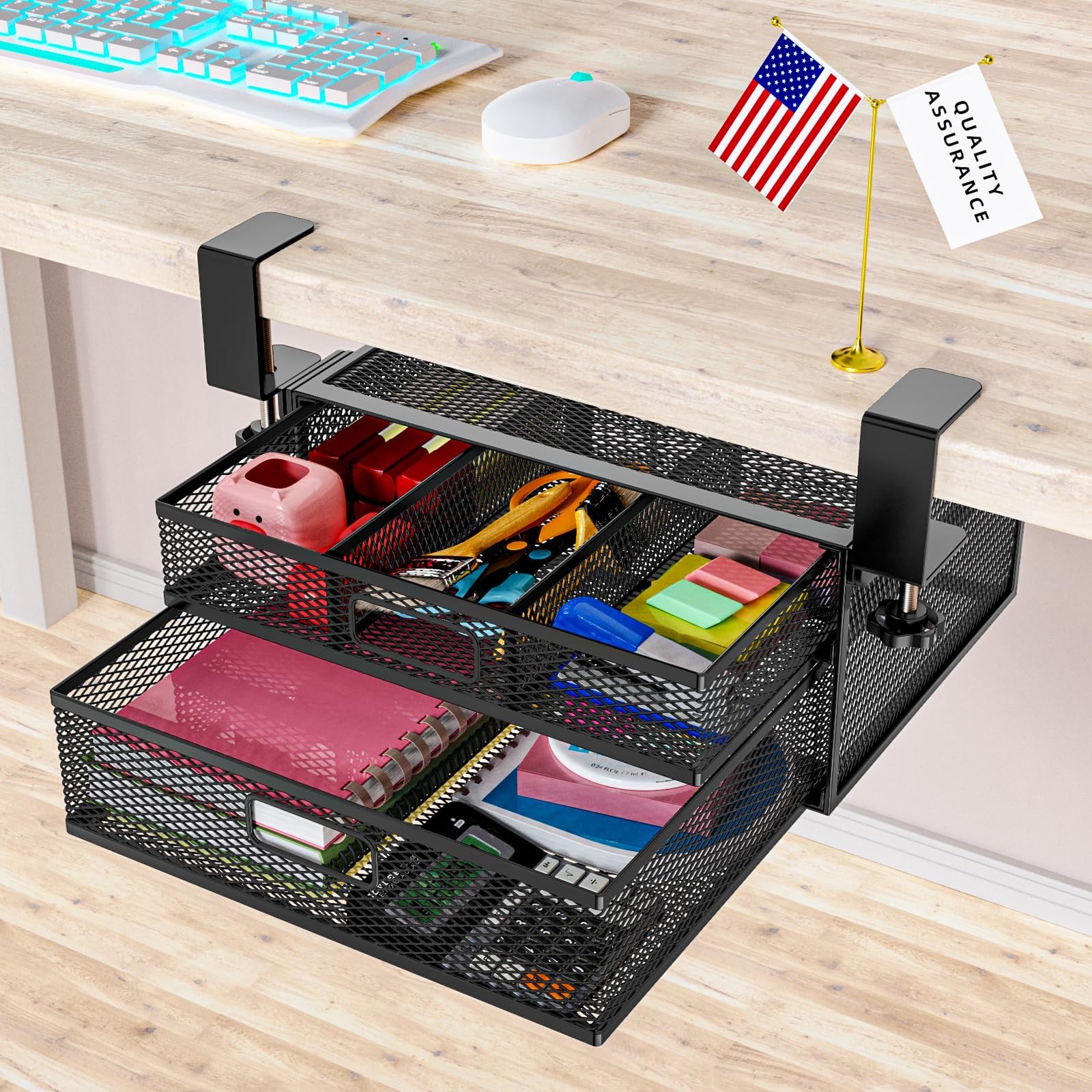 Under Desk Drawer Organizer No Drilling Under Desk Storage Drawer Organizer M...