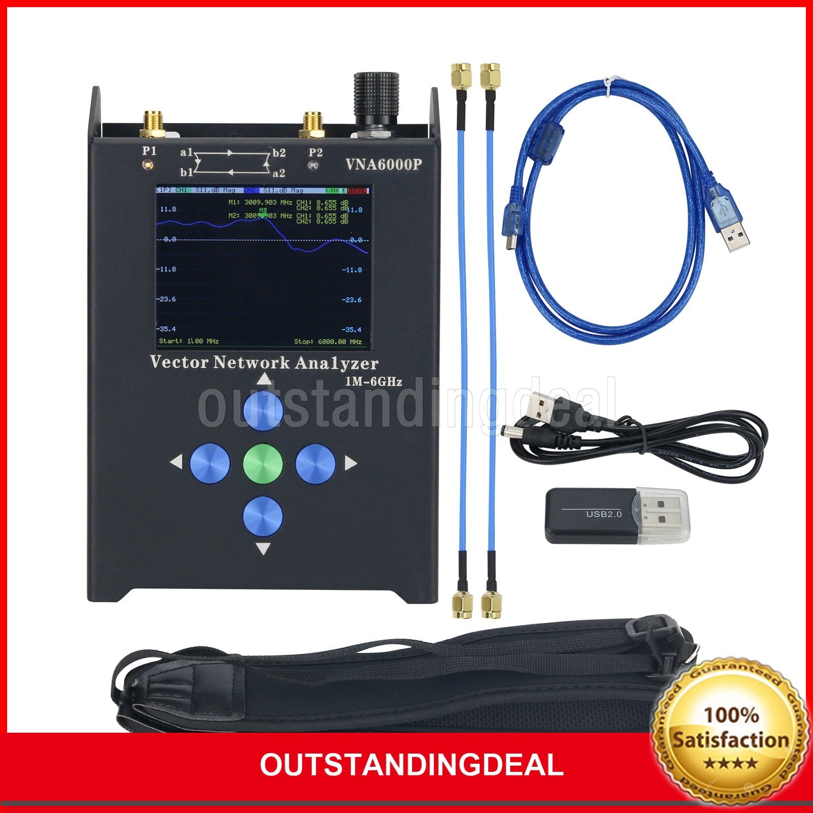 VNA6000P 1M-6GHz Portable Vector Network Analyzer VNA Analyzer with Display ot25