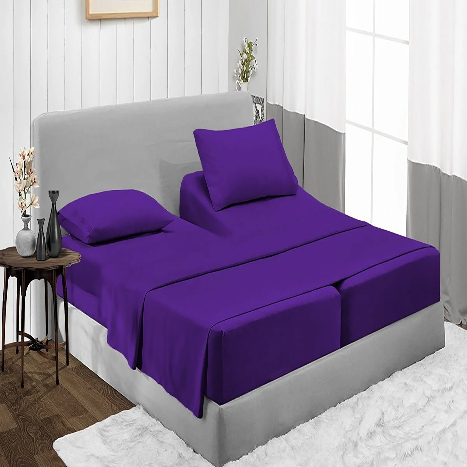 US Choice Bedding Collection 800 Thread Count Egyptian Cotton Purple Solid