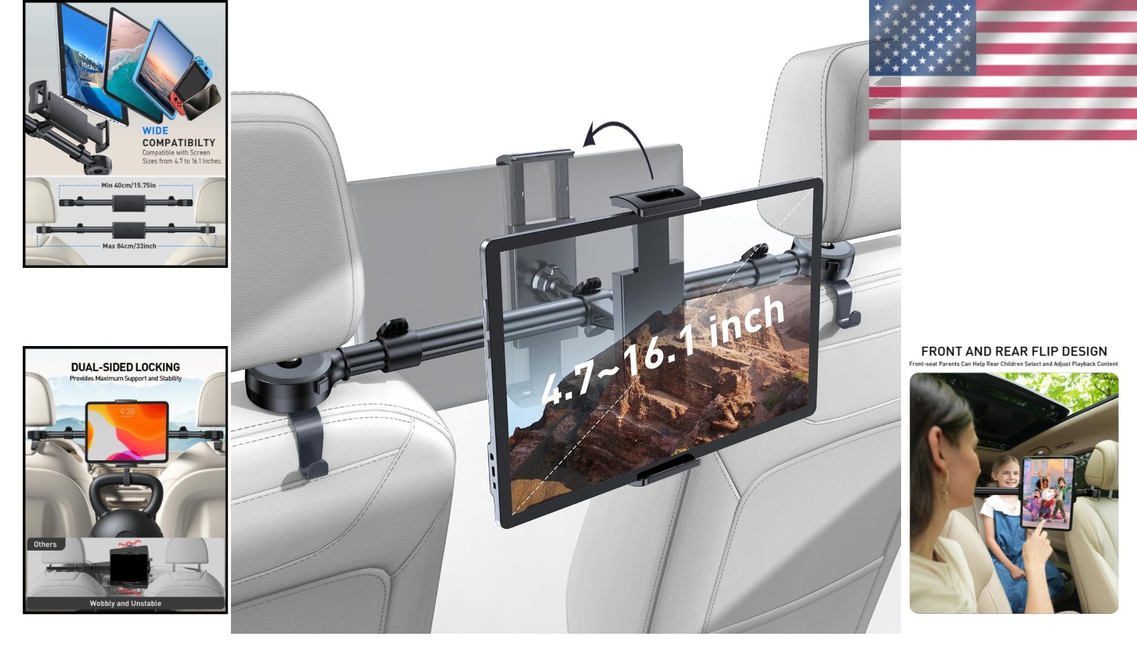 Car Road Trip Tablet Holder - Wide Device Compatibility