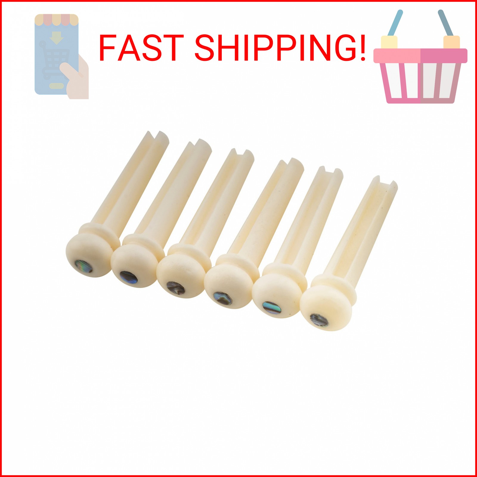 Musiclily Slotted Acoustic Guitar Buffalo Bone Bridge Pins for Martin Taylor Gui