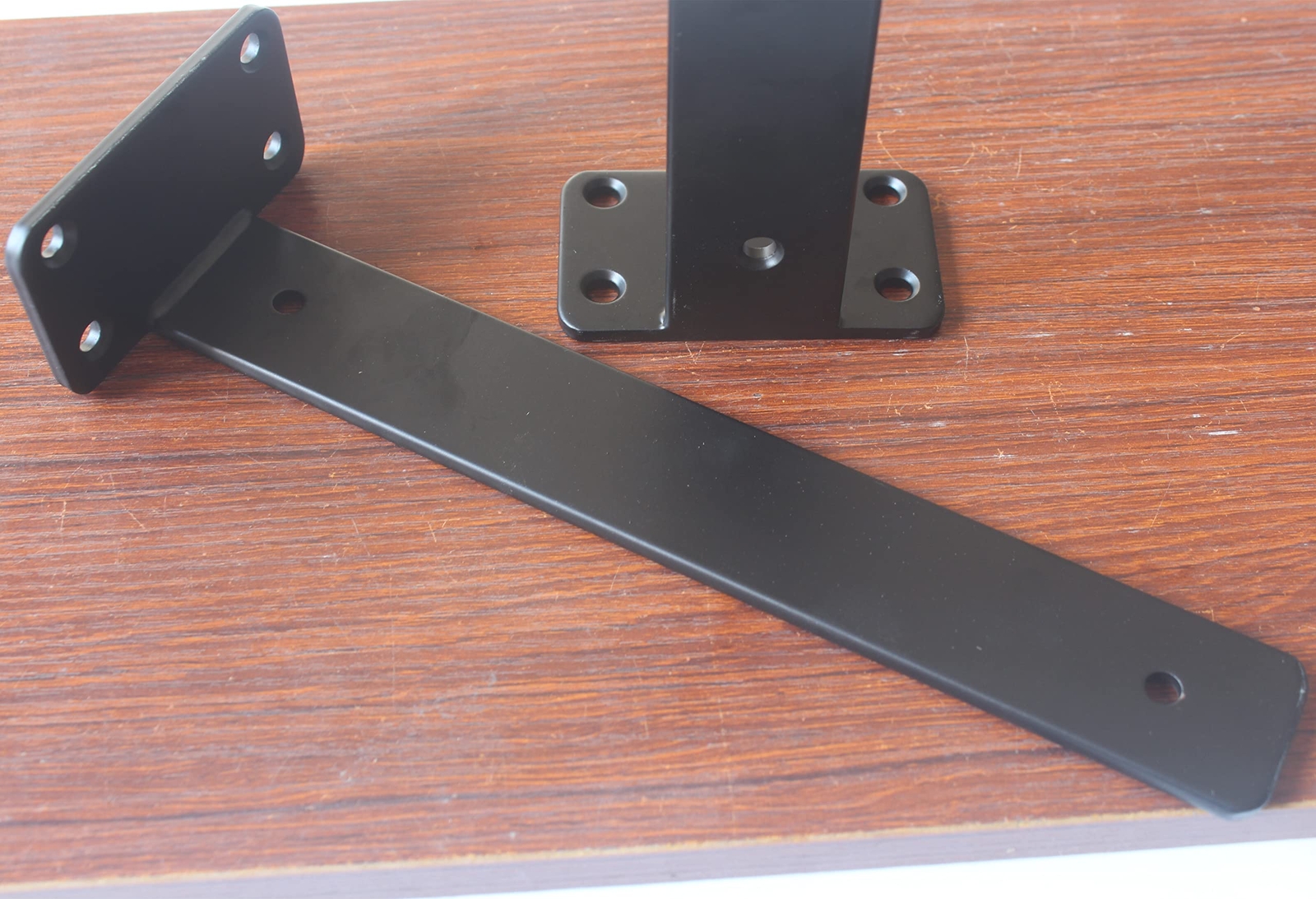 6 Pack - 8 inch Black Hidden L Shelf Bracket 1/5 Inch Thicked Iron Shelf Brac...