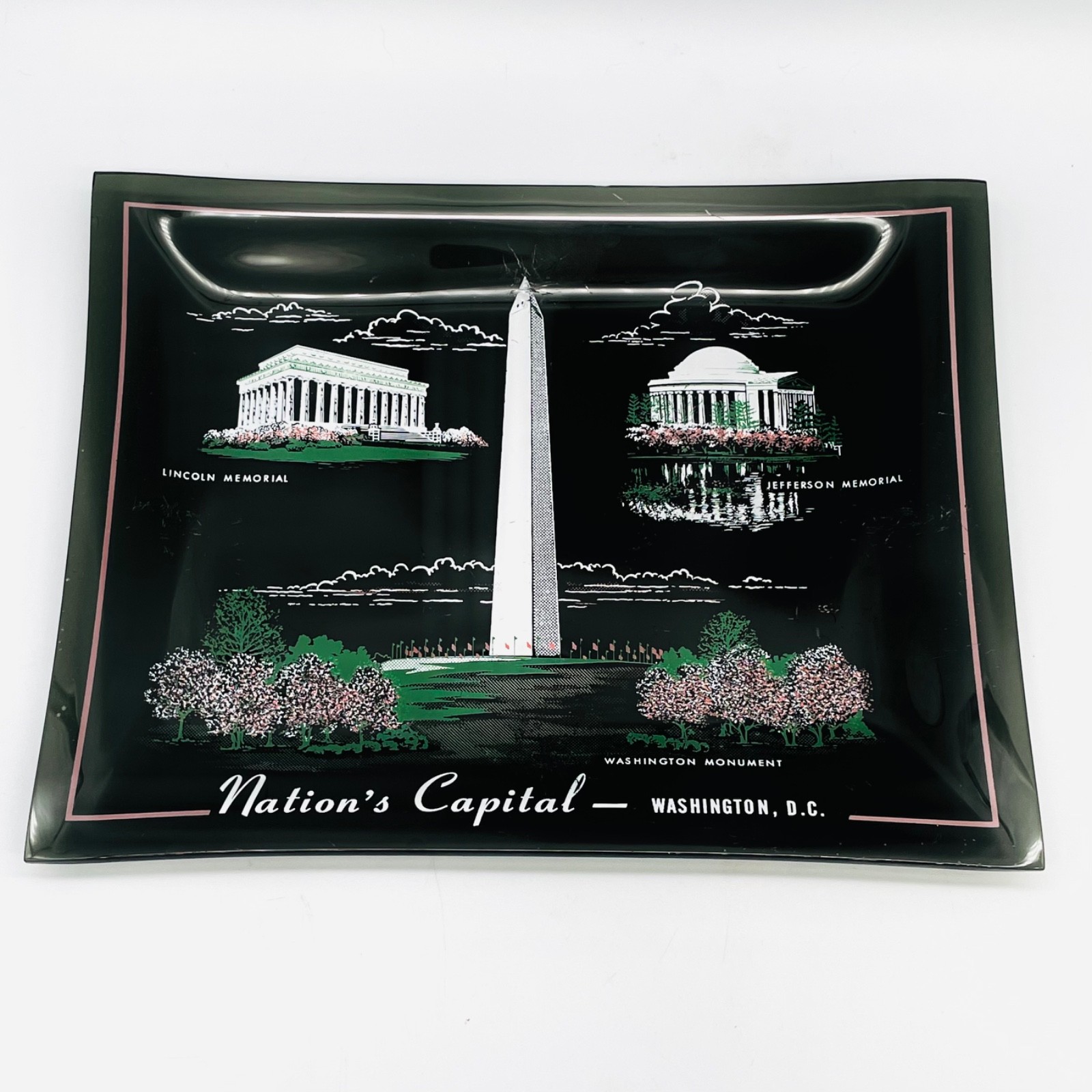 Vintage Washington DC Souvenir Glass Trinket Dish Tray