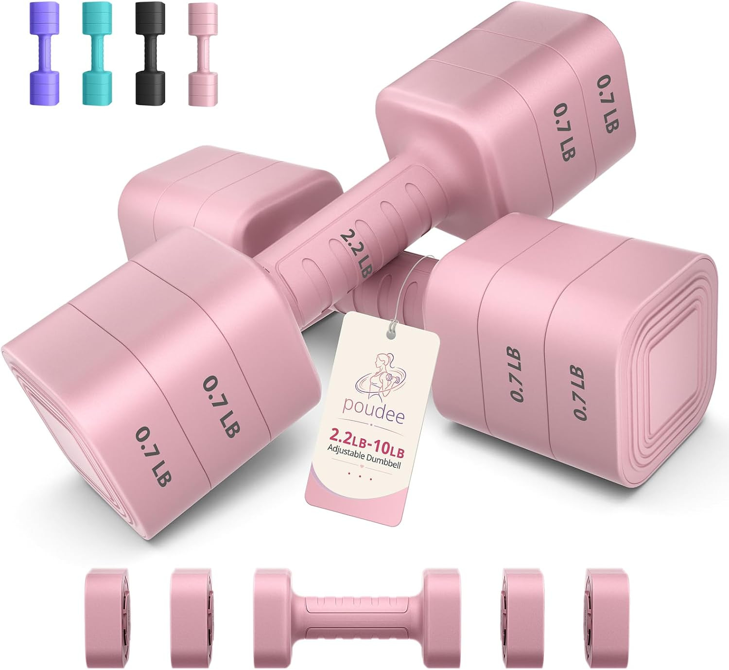 Adjustable Dumbbell Set of 2, 2.2-20LB Adjustable Weight Set, 3 in 1 Free Weight