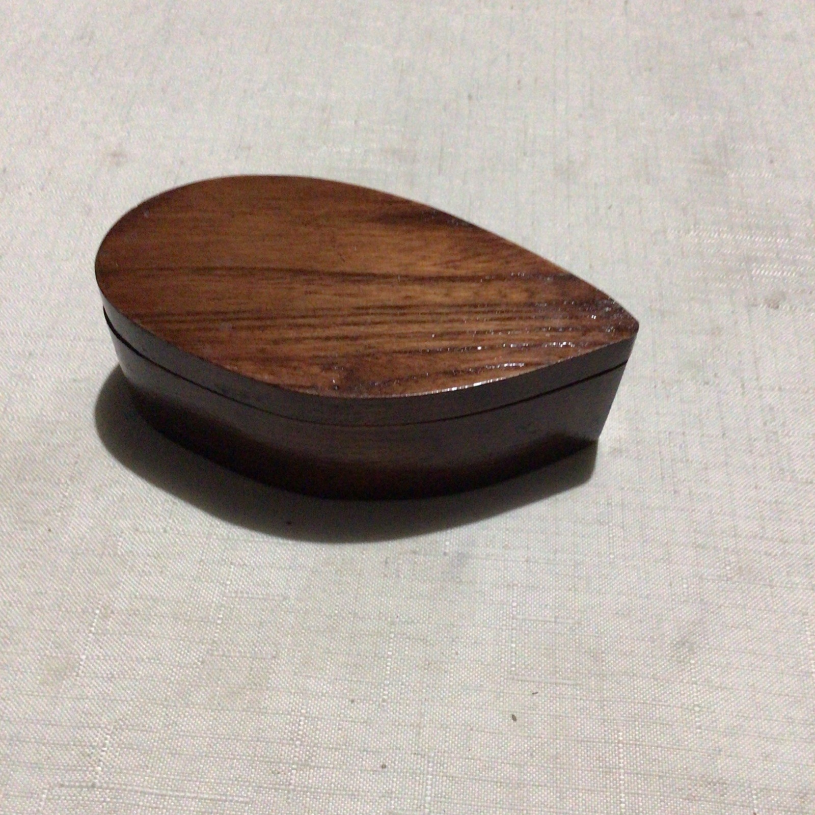 Handmade Elm wood Teardrop Shaped Trinket/ring Box With Swivel Lid