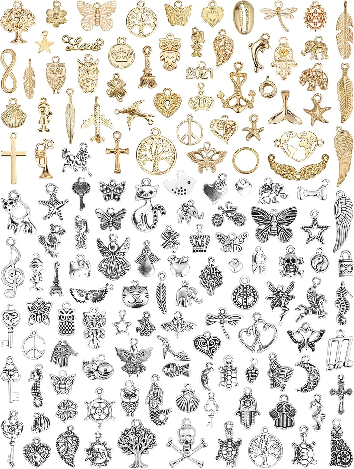 JIALEEY 150 PCS Wholesale Bulk Lots Jewelry Making Charms Mixed Antique...
