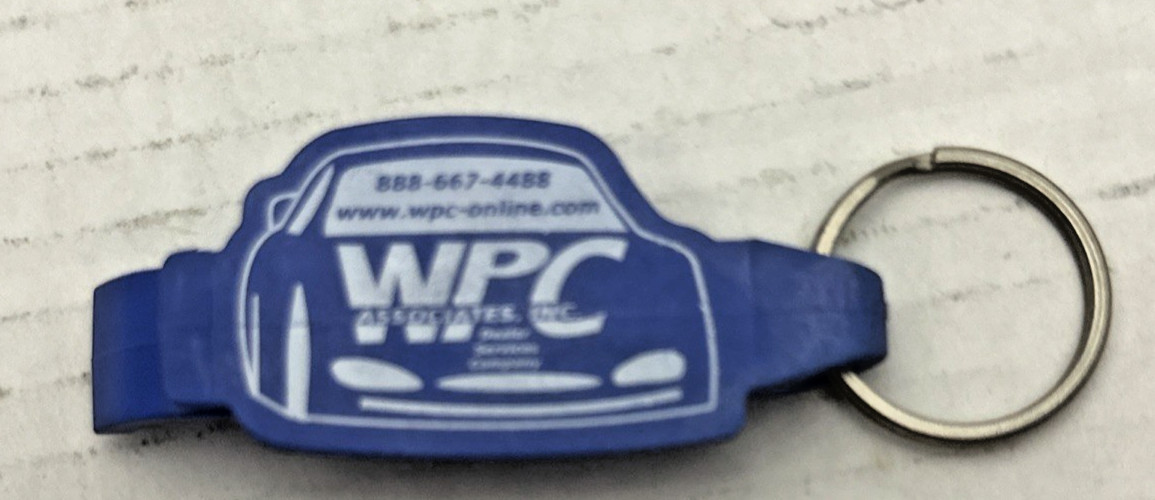 Vintage bottle opener keychain WPC blue plastic
