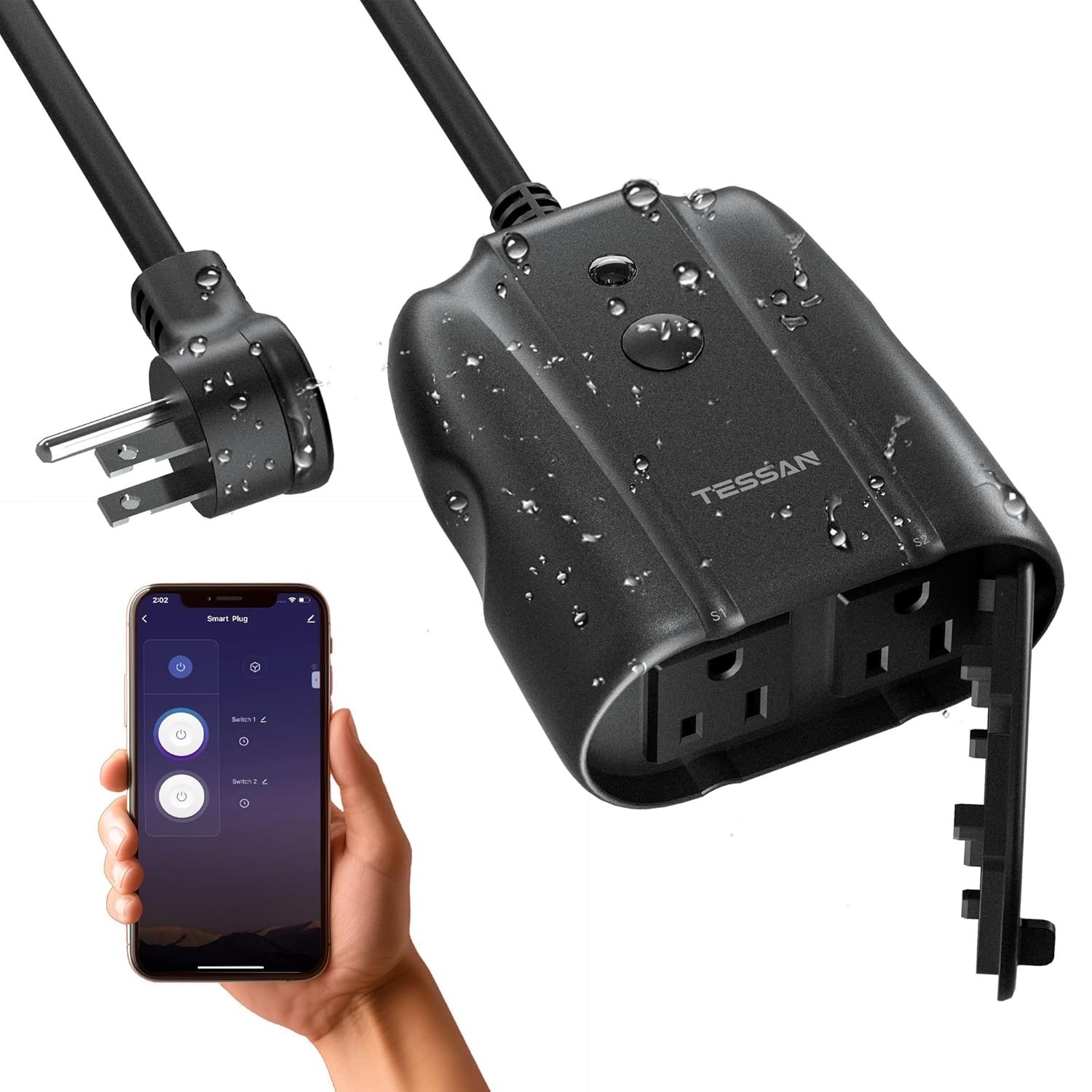 Outdoor Smart Plug Waterproof, TESSAN Smart WiFi Outlet Compatible with Alexa,