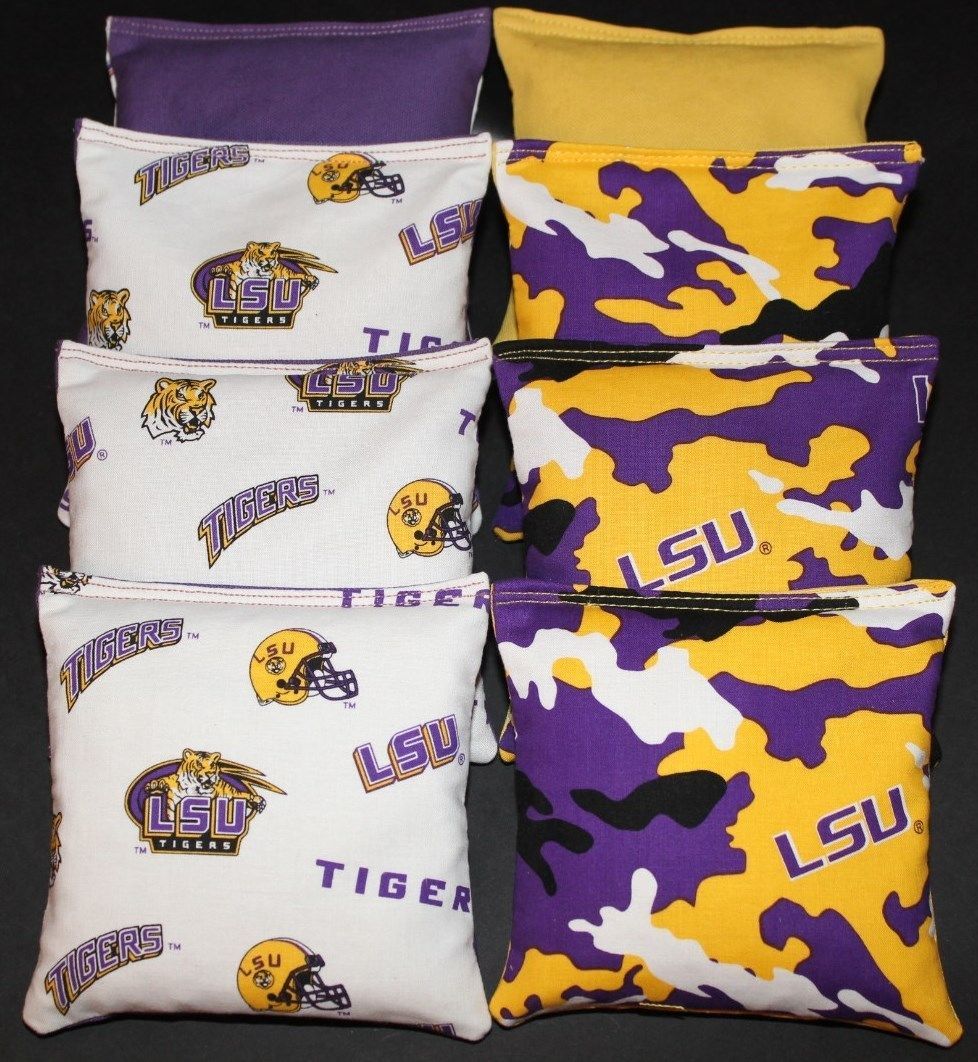 All Weather LOUISIANA University LSU TIGERS 8 Cornhole Bean Bags ACA Regulation