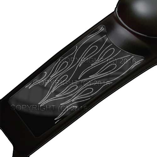 Gas Tank Dash Console Panel Decal For 87-07 Harley Touring - PINSTRIPE FLAME BLK