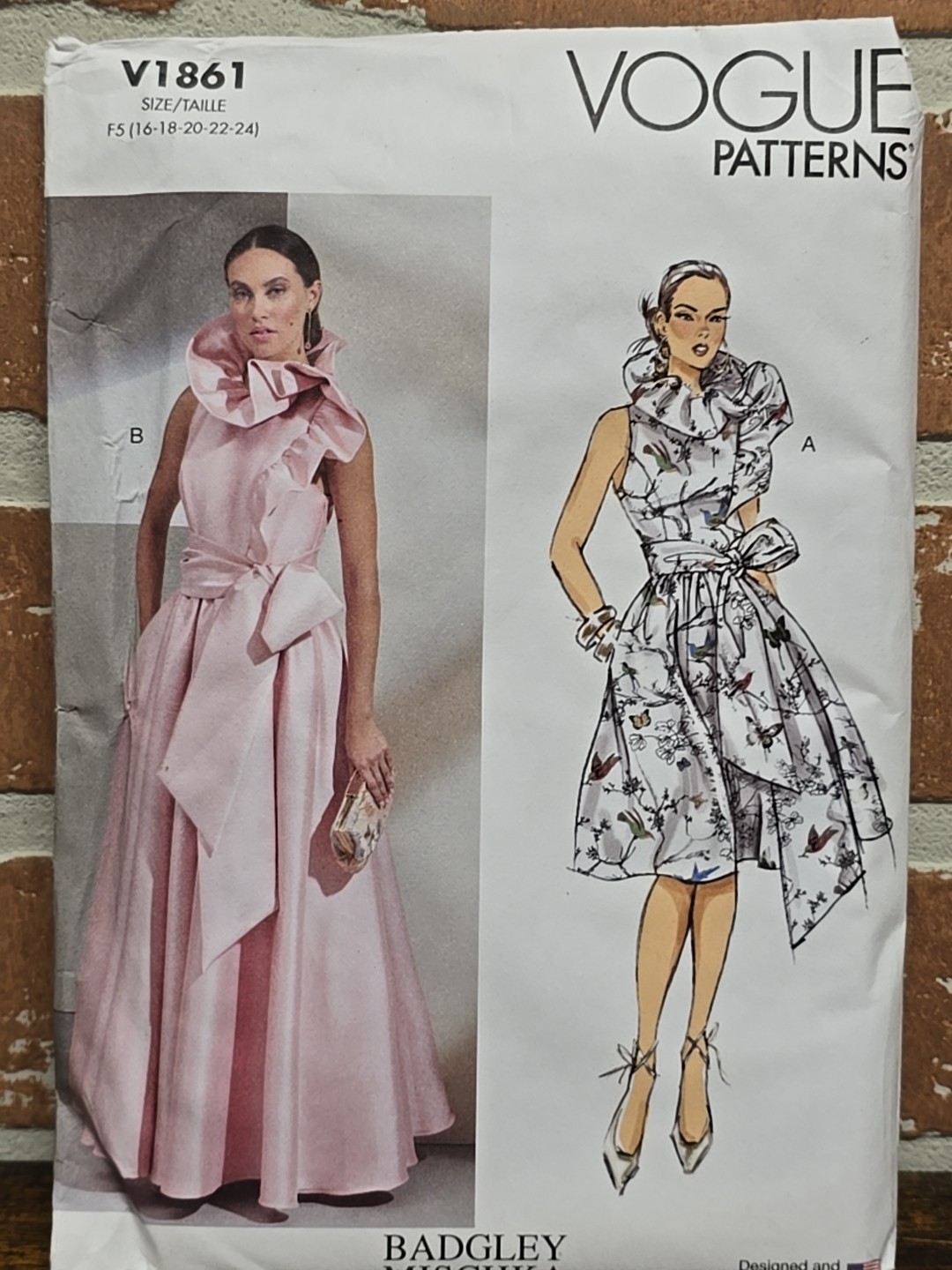 Vogue V1861 Special Ocasion Dress Sash Sewing Pattern sz 8-24