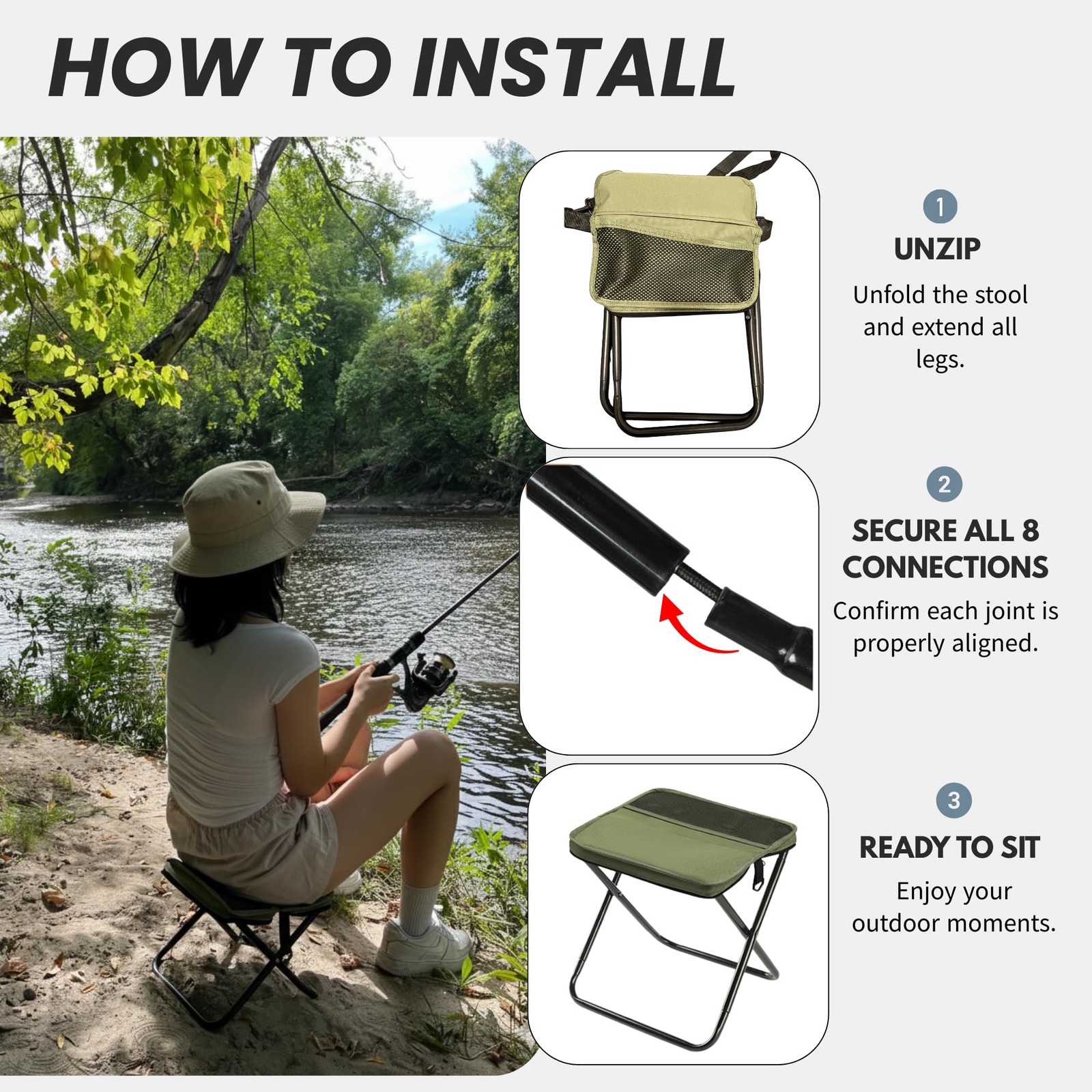 Arimanile Folding Camp Stool, Lightweight Foldable Camping Stool, Compact Min...