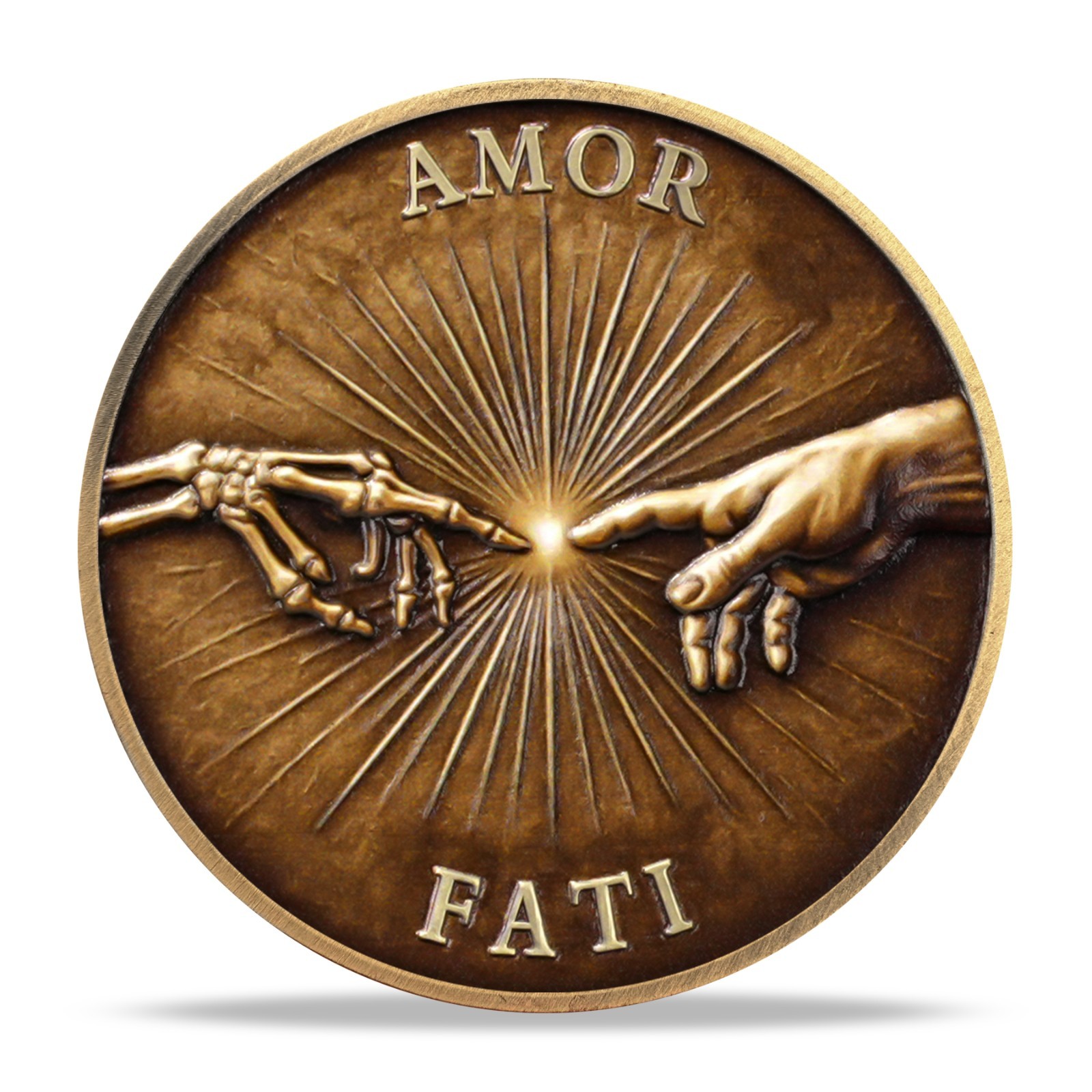 Skull Memento Mori Coin Amor Fati & Creation of Adam Design EDC Daily Stoic Coin