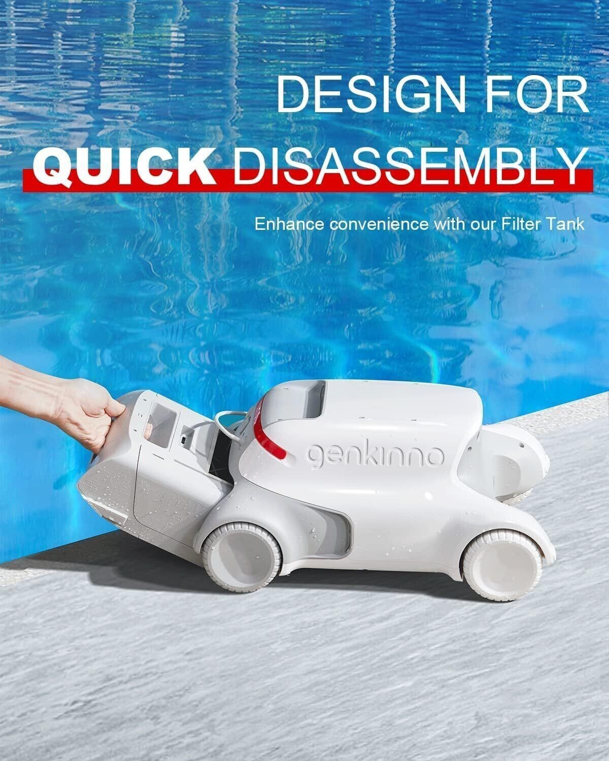 GENKINNO Pool Cleaner Cordless Robotic Pool Cleaner ~ Smart Navigation