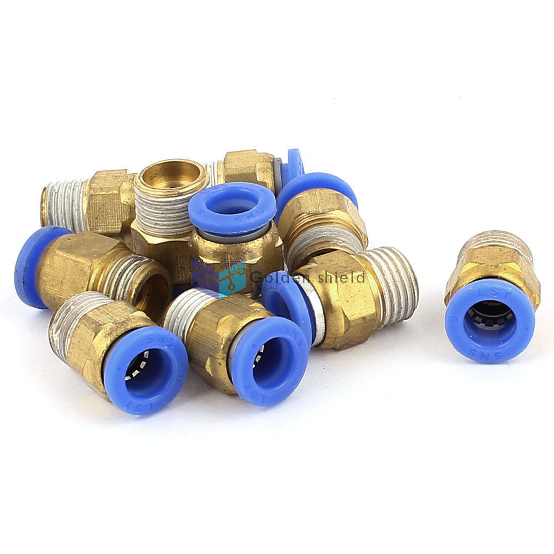10 Pcs NPT Male Thread Dia Tube Straight Push in Connect Fitting  1/4" to 5/16"✦