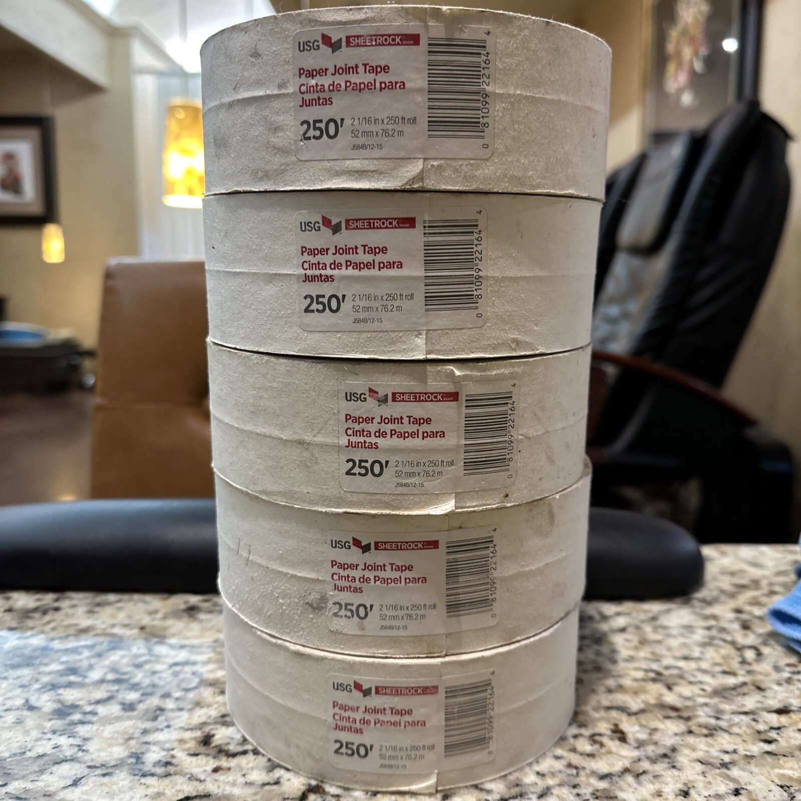 USG Sheetrock 2-1/16 in. x 250 ft. Paper Drywall Joint Tape White - Lot Of 5