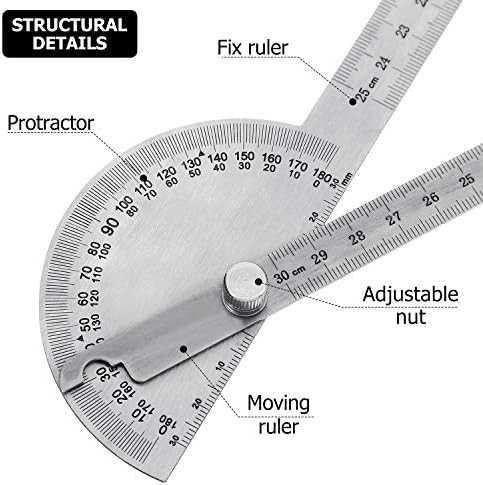 Angle Protractor Angle Finder Ruler Two Arm Stainless Steel Protractor Woodworki
