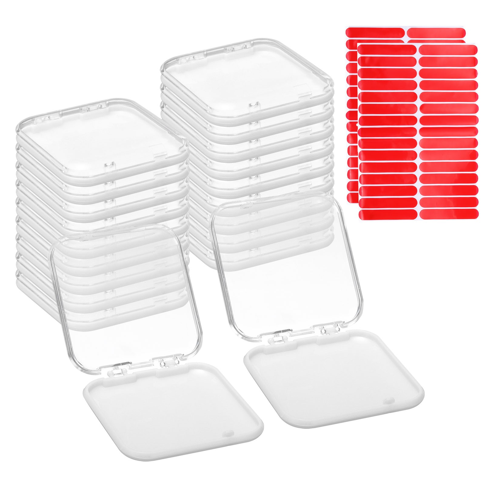 20 Pcs Press on Nail Storage Box with 60 Pcs Adhesive Tape, Clear/White