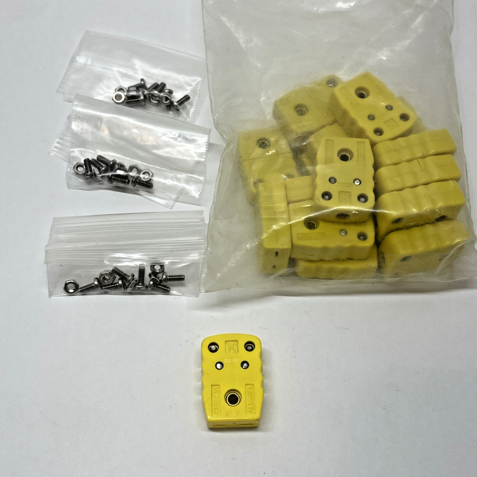 Lot of 18 OMEGA K  Male Thermocouple Connector chrom/alumel flat pin (NO PINS)