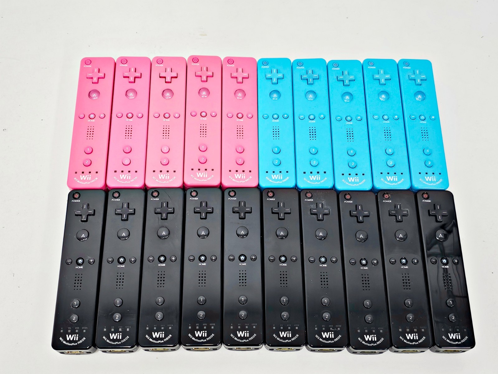 Nintendo Wii Controller Motion Plus Lot Colour Blue Black Pink 20pc