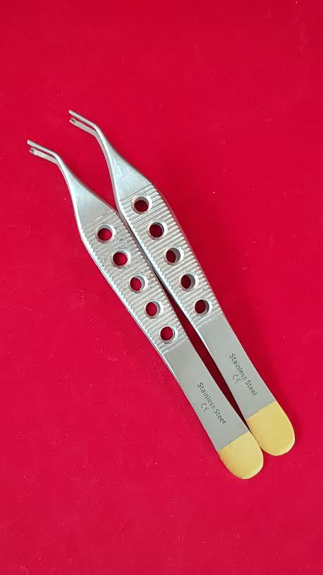 2 O.R PCS ADSON TISSUE1X2 MICRO PLASTIC SURGERY FORCEP INSTRUMENTS W/GOLD HANDLE