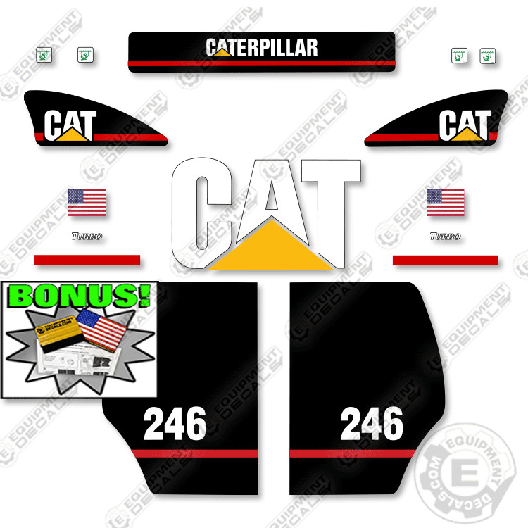 Fits Caterpillar 246 Decal Kit Skid Steer - 7 YEAR OUTDOOR 3M VINYL!