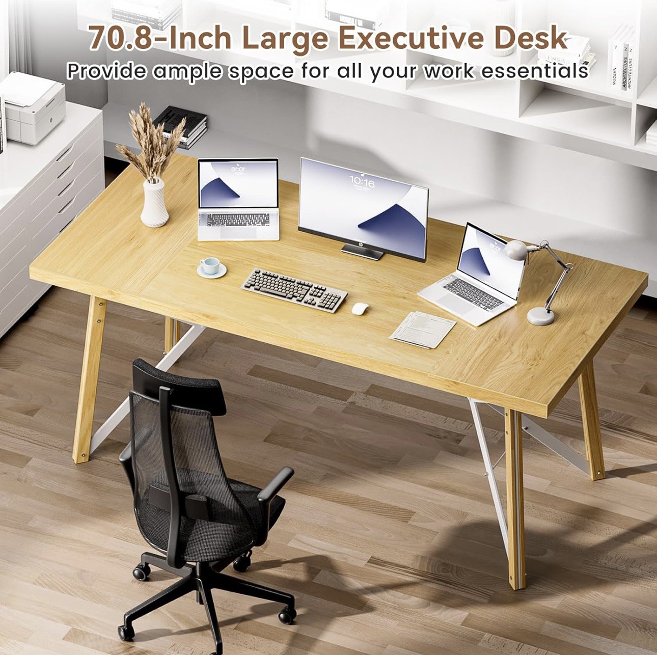 70.8” L Executive Desk, Large Computer Table Office Workstation Conference Table