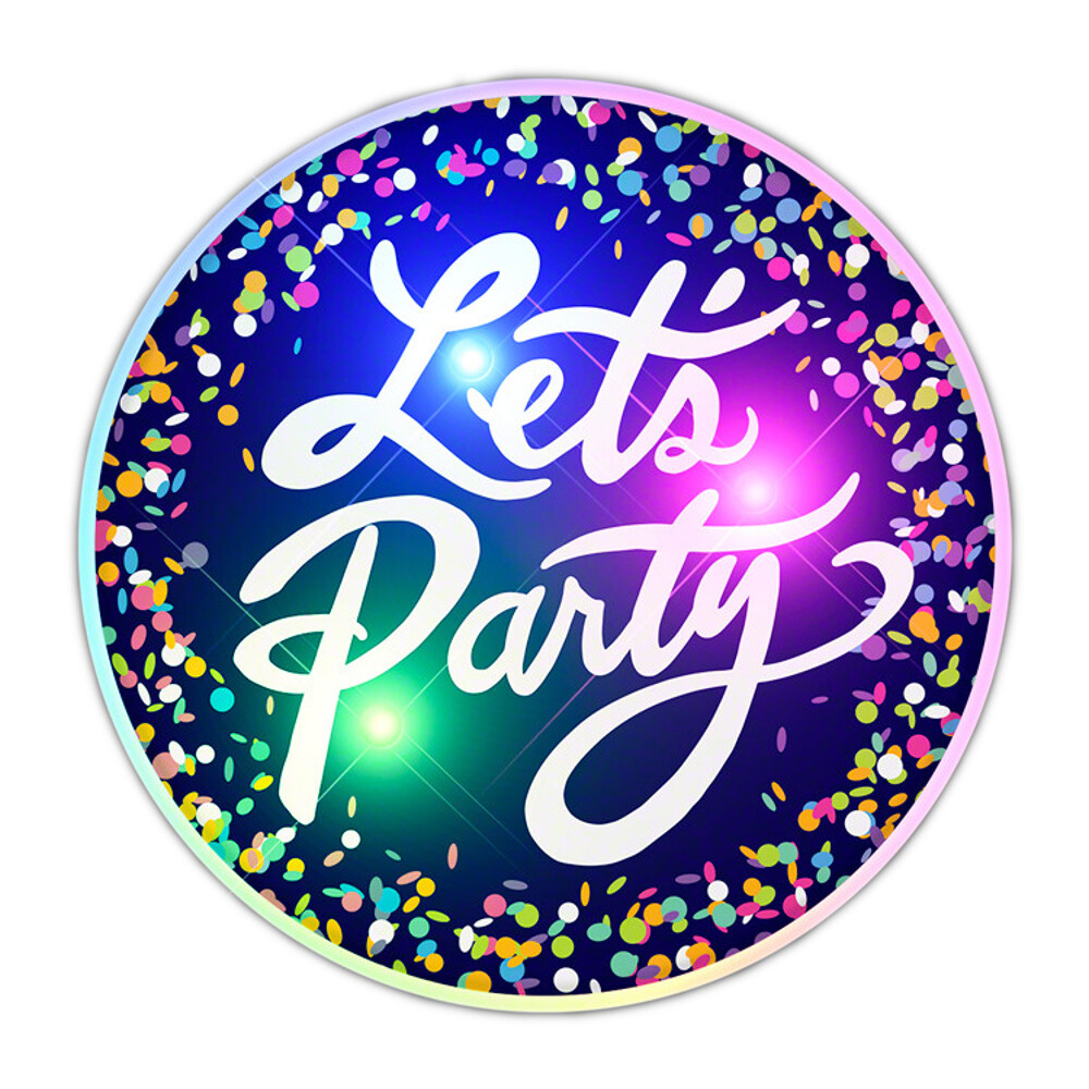 Light Up Lets Party Flashing Blinky Light Badge Pin