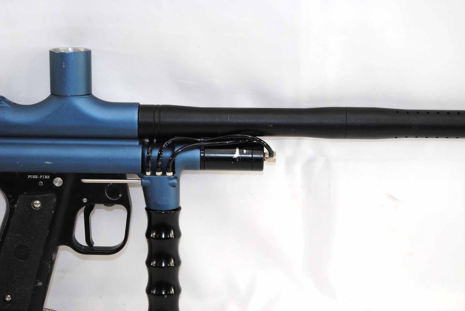 Used WGP Paintball Trilogy Autococker Marker Single Trigger Blue Eclipse Barrel