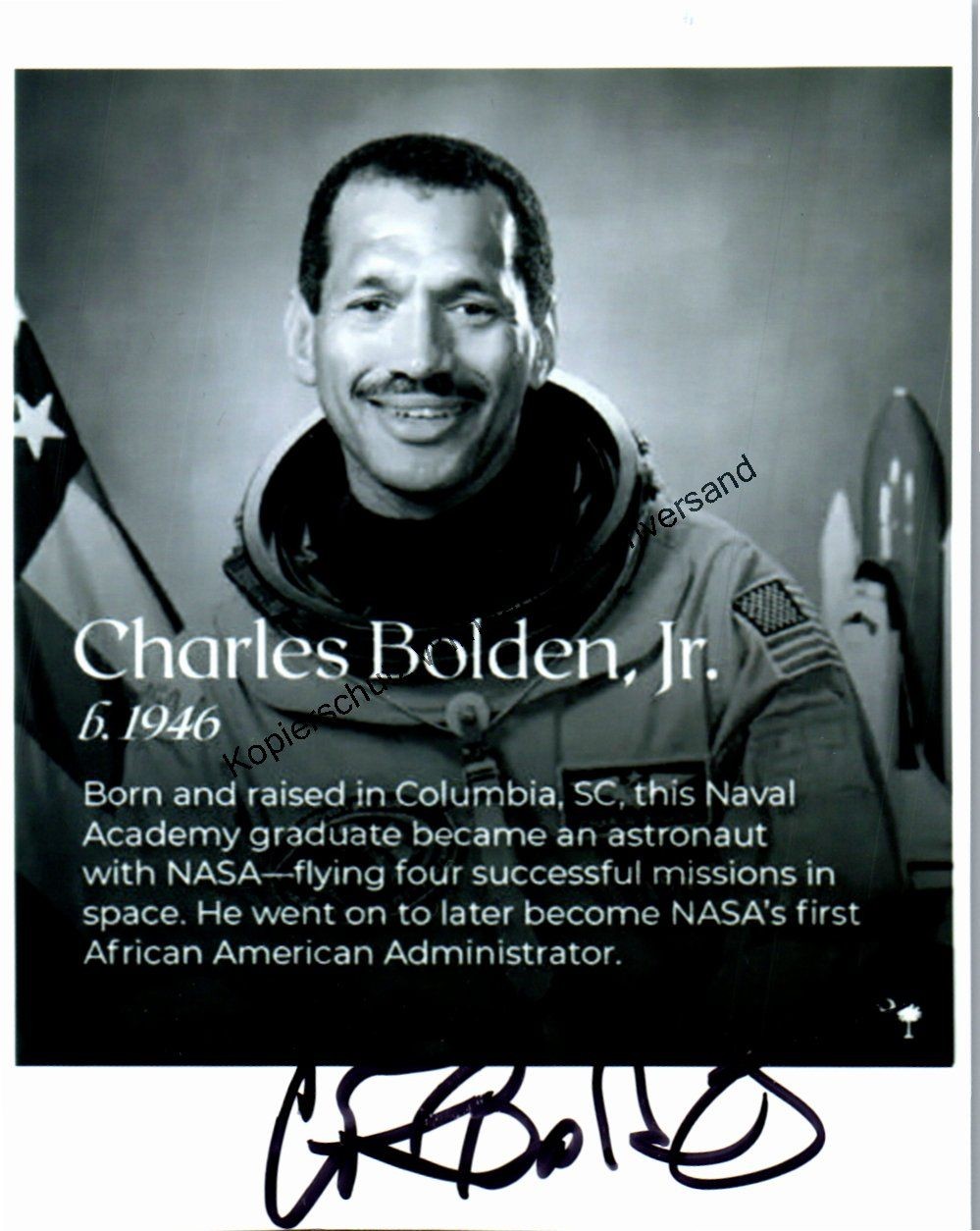 Original Autograph Charles Bolden NASA Astronaut /// Autograph Auto 375012