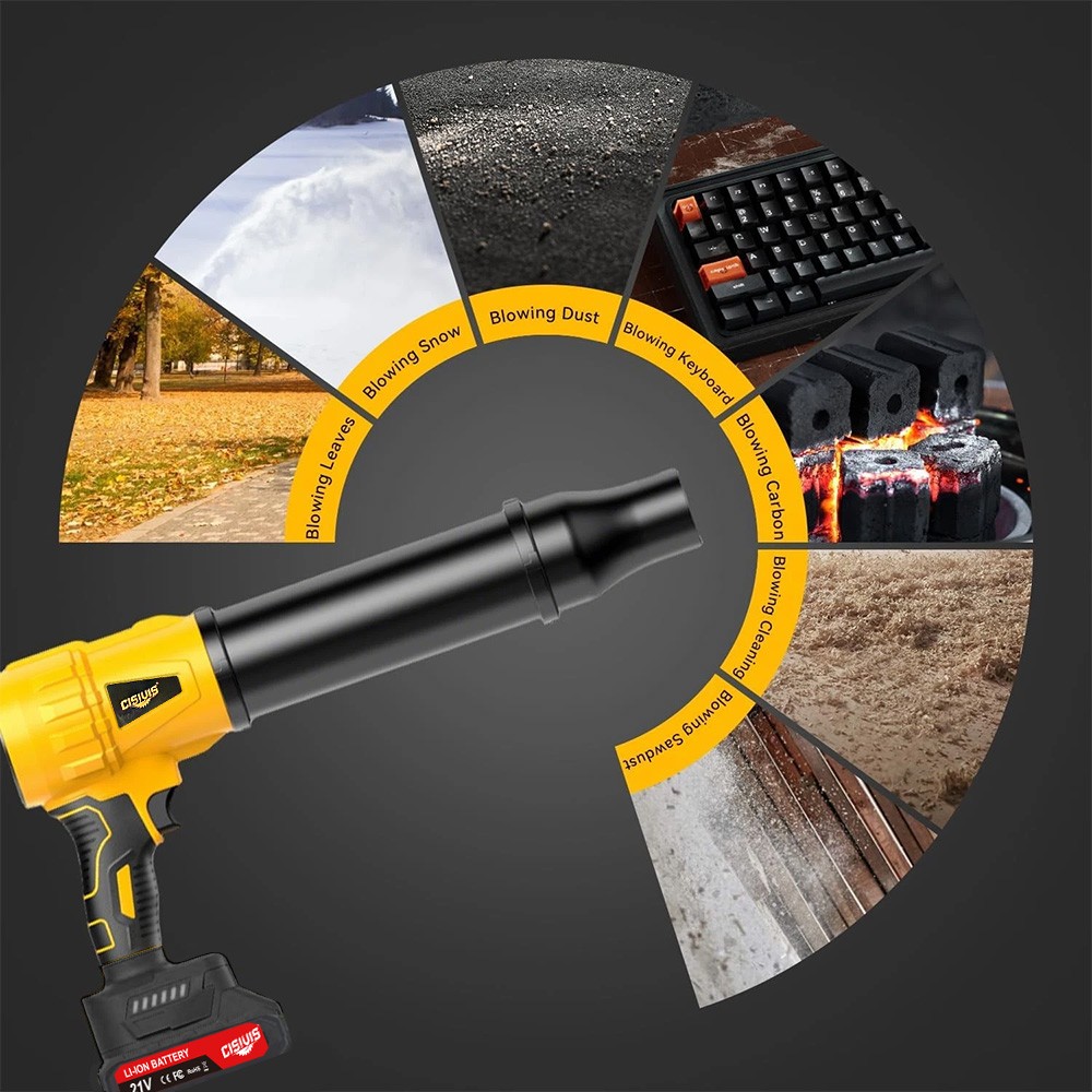 Cordless Handheld Turbo Blower Variable Speed Leaf Blower Nozzle w/ 2x Batteries