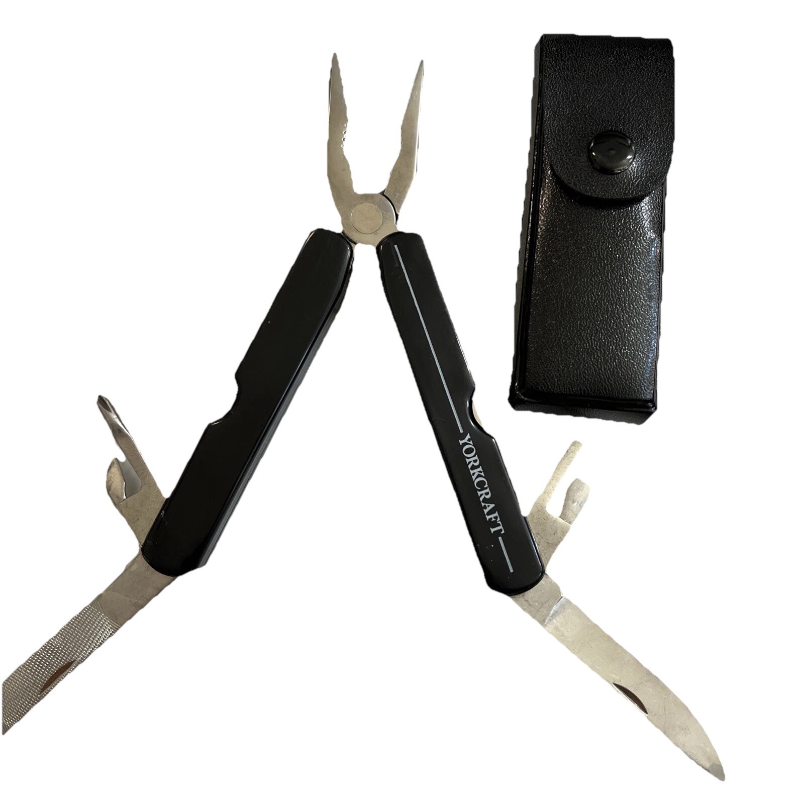 YorkCraft Multi-Tool With Leather Carrying Case Pliers Knife Screwdriver Opener