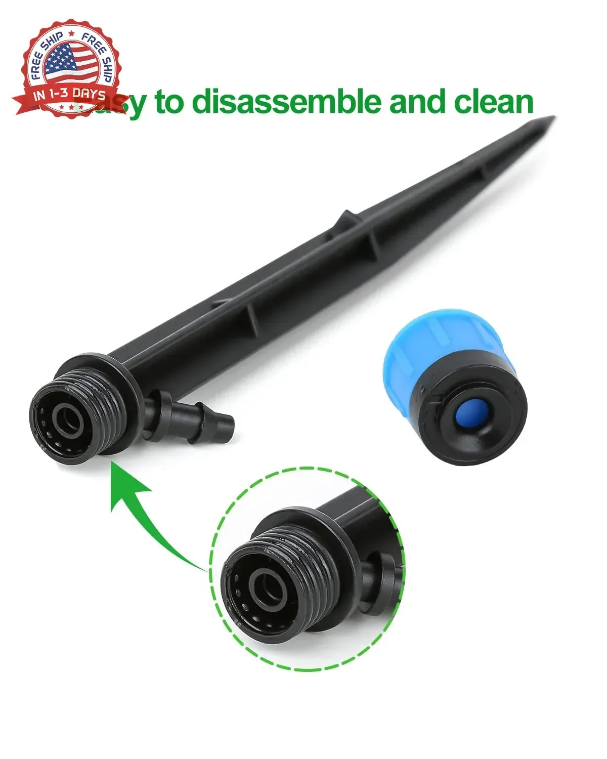 50 Pack Drip Irrigation Emitters Adjustable Irrigation Dripper 360 Degree Full C