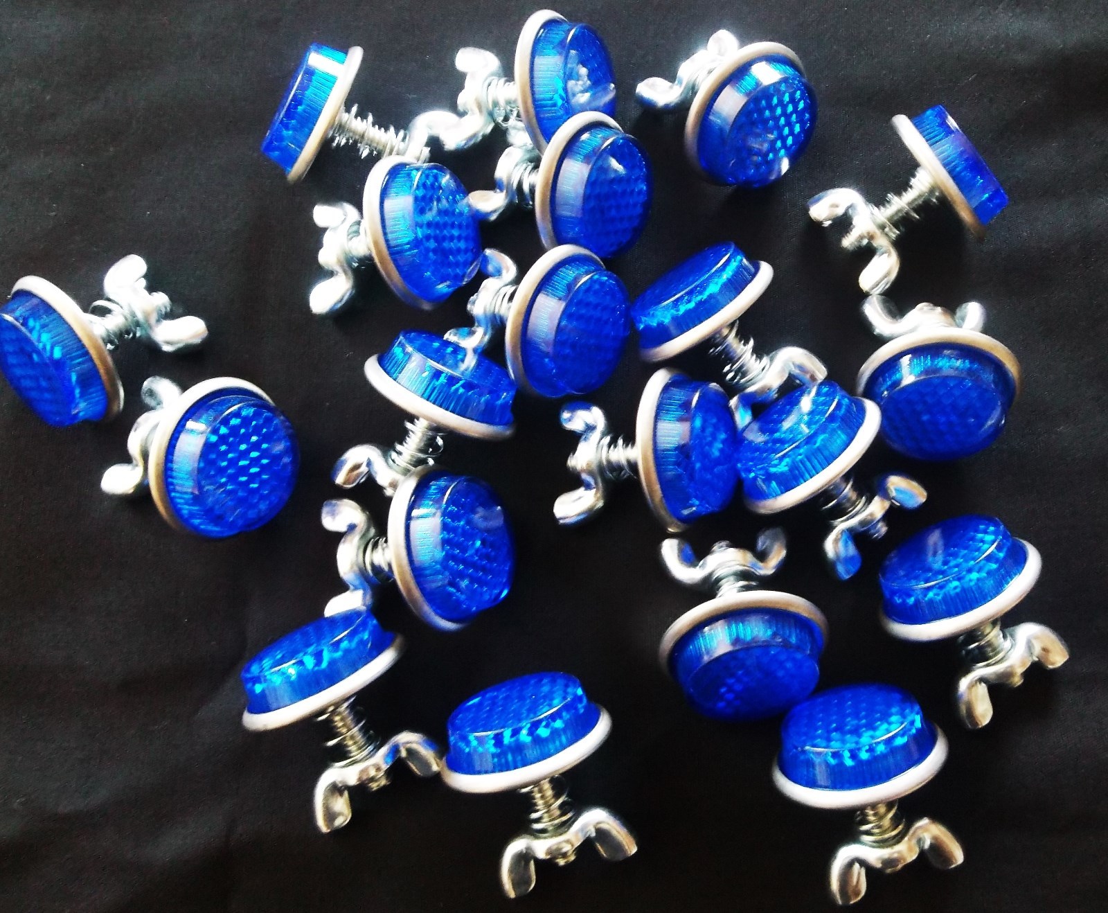 20 BLUE MINI REFLECTORS LICENSE PLATE MOTORCYCLE BIKE TRUCK TRAILER BB-52076B