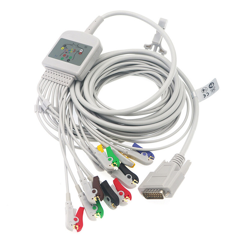 Fits1350/1350A/ECG-1250A/ECG-9620 Nihon Kohden 15pins 10-lead Clip ECG/EKG Cable
