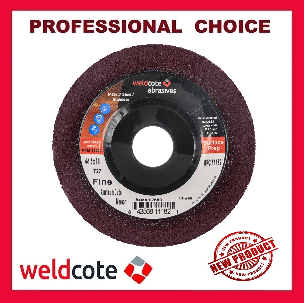 Weldcote 4-1/2 X 7/8 T-27 Surface Conditioning Disc Wheels Fine, A/O, Box of 10