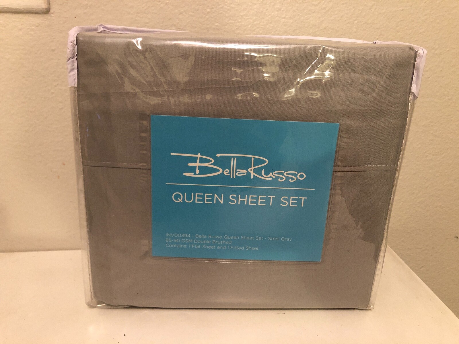 Bella Russo Queen Sheet Set, Steel Gray, 85-90 GSM, NEW