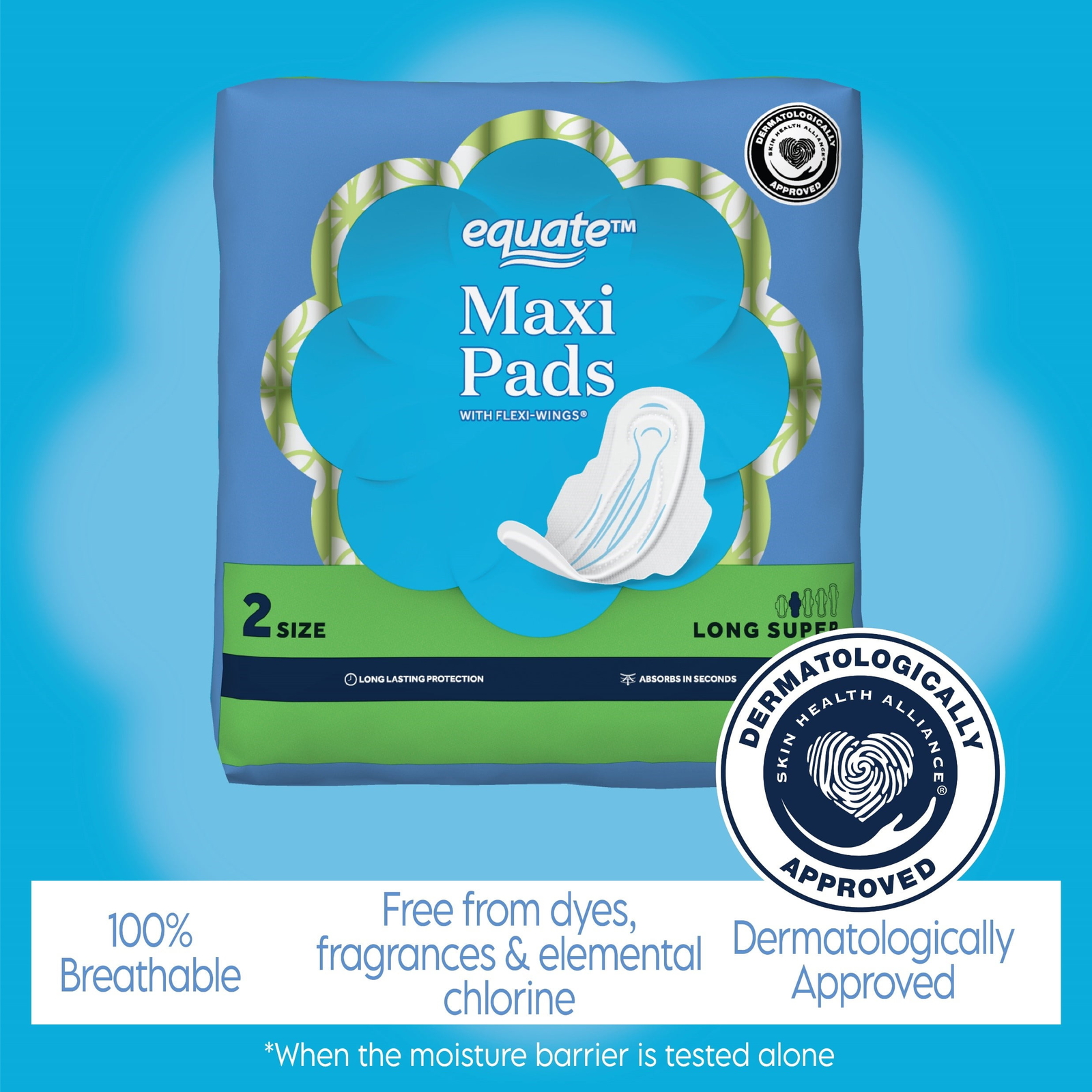 Maxi Pads with Flexi-Wings, Unscented, Long Super, Size 2 (42 Count)
