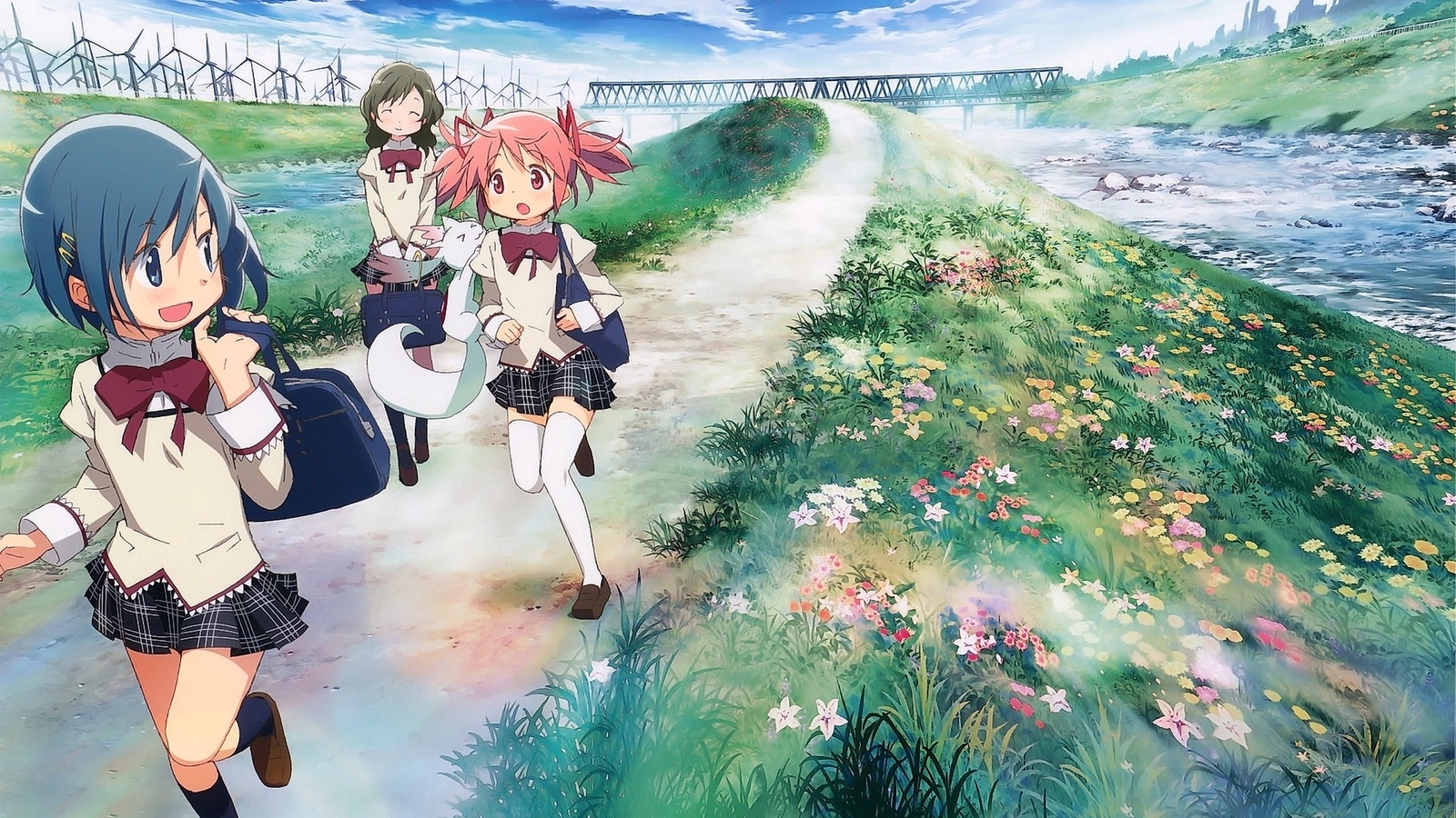 Landscape anime girls kaname madoka mahou shoujo magica Custom Gaming Mat Desk
