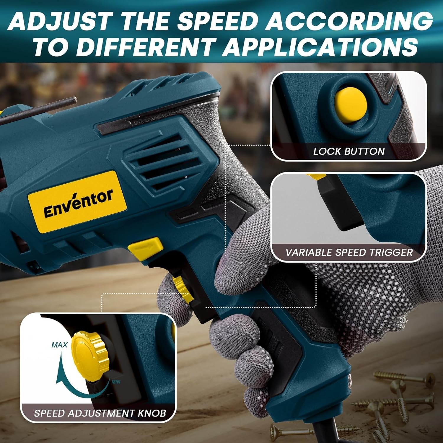 7.5 Amp Electric Hammer Drill with 2-in-1 Function, 900W, 360° Handle & 9 Bits