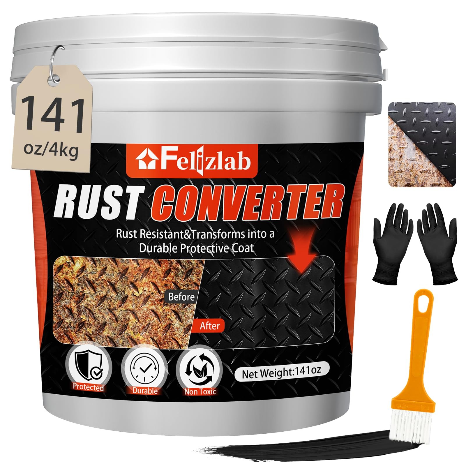 2-in-1 Rust Converter & Metal Primer, 141oz Rust Reformer Paint for Metal, Au...