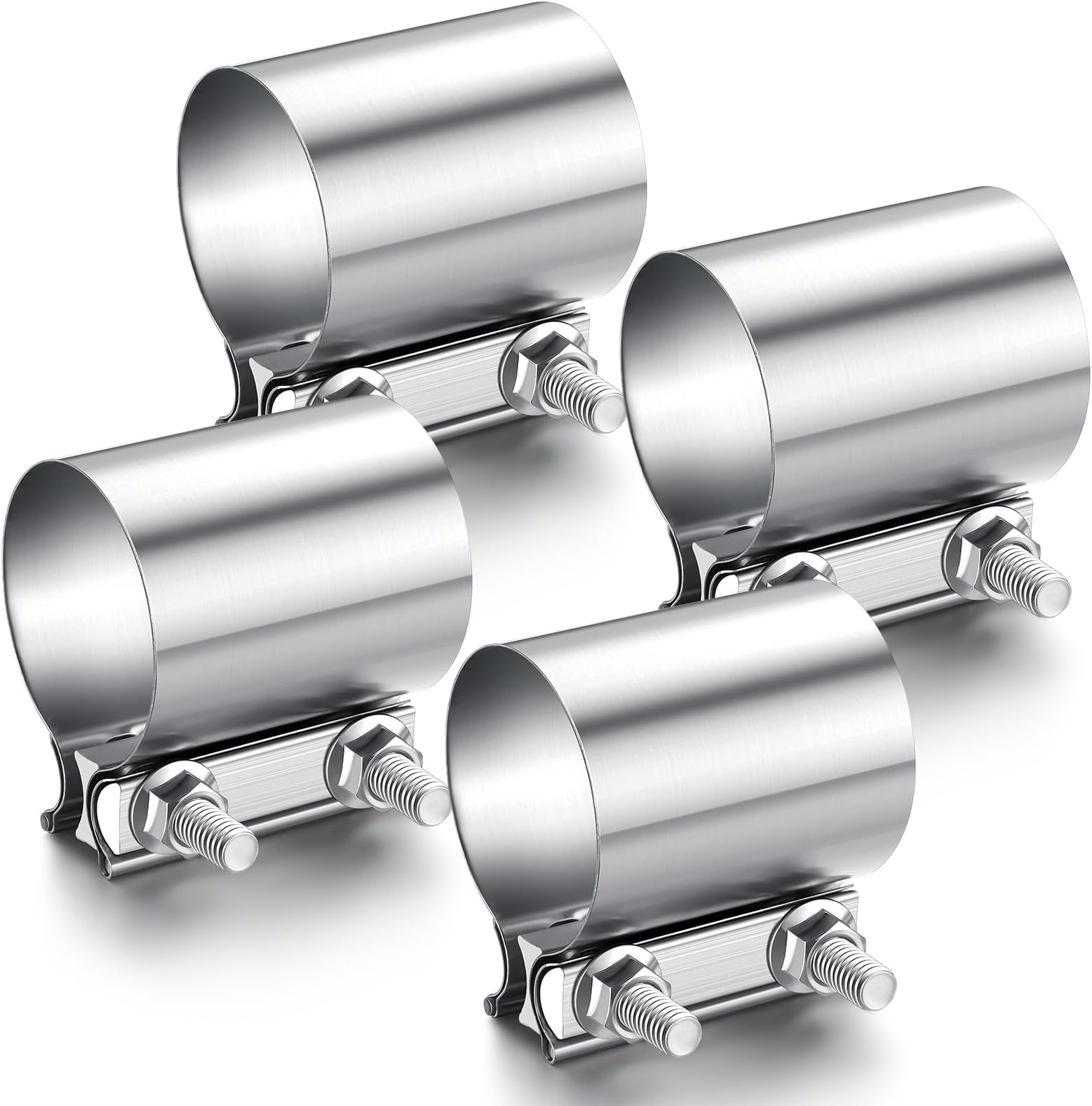 4 Pcs 2.25 Inch Exhaust Clamp Stainless Steel Exhaust Pipe Muffler Clamp Butt...