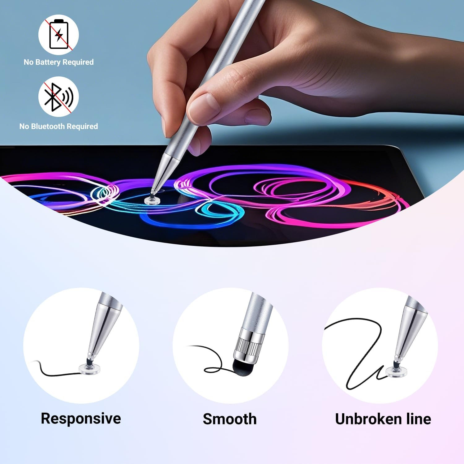 10 Pcs 2-In-1 Stylus Pen for Touchscreen, High Precision & Sensitivity