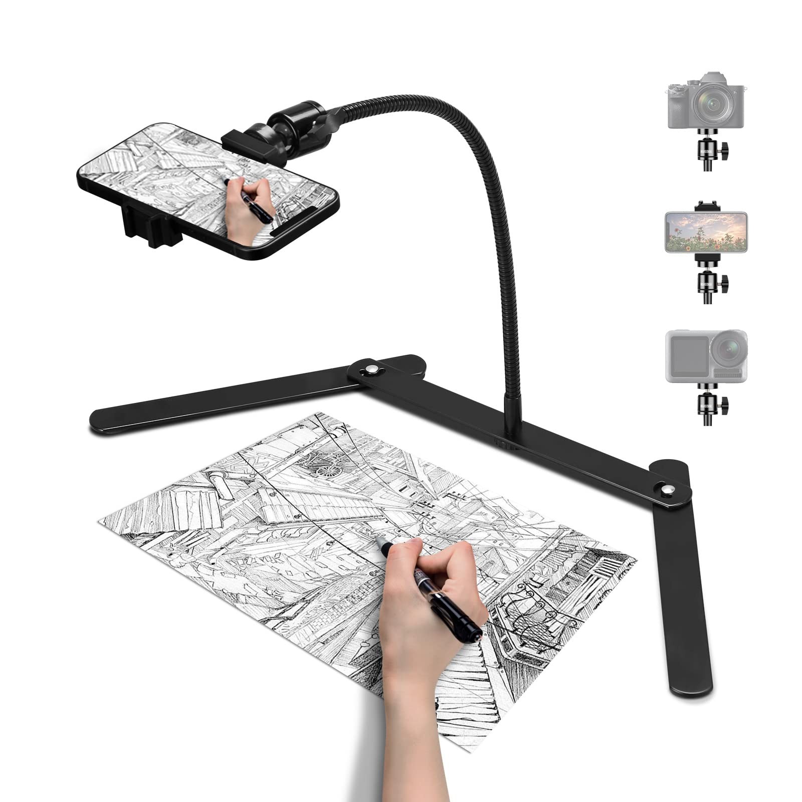 Phone Stand for Recording, Phone Tripod Adjustable and Solid, Overhead Phone ...