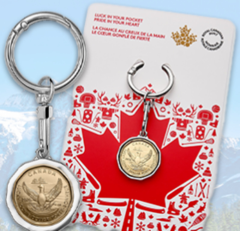 LUCKY LOONIE DOLLAR in KEYCHAIN 2026 CANADA Non-Color Special Loonie $1 Coin