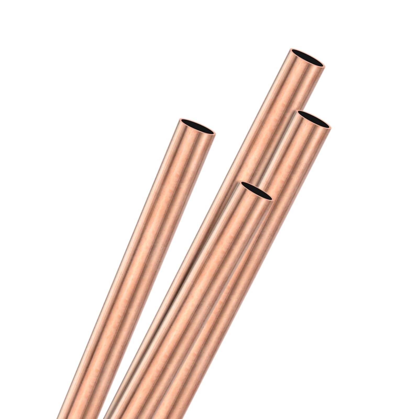 4-Pack 200mm Copper Round Tube, 7mm OD 0.5mm Wall Thickness Copper Seamless T...