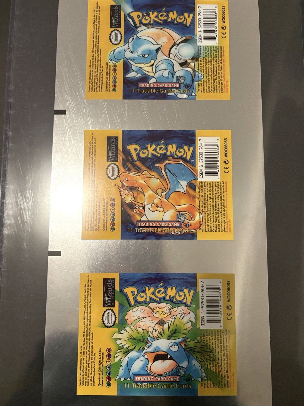 Pokémon 1st Edition Base Set Booster Pack Uncut Foil Sheet First Edition