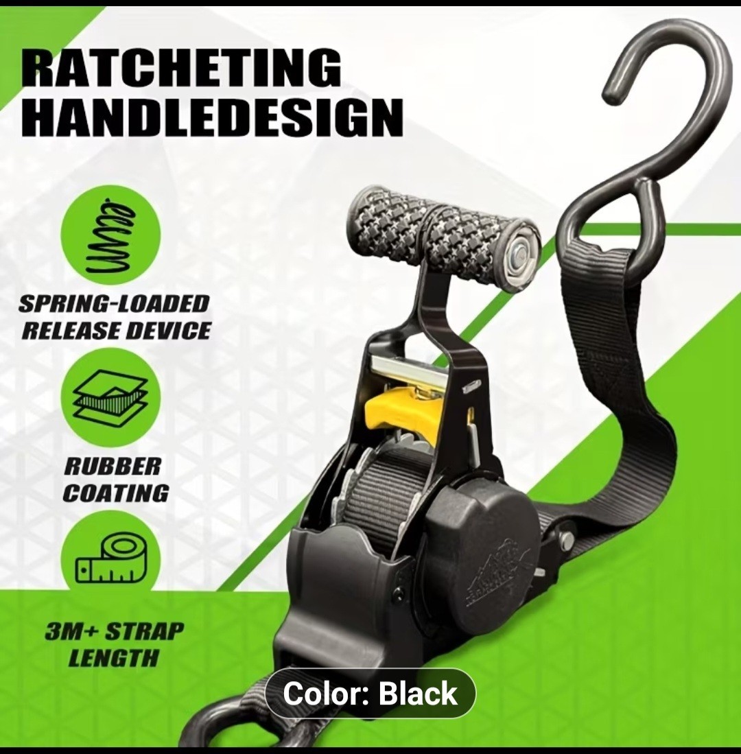 4 Haevy Duty Automatic Ratchet Strap 1"x10.8' Tie Down Hooks Staping Down Loads