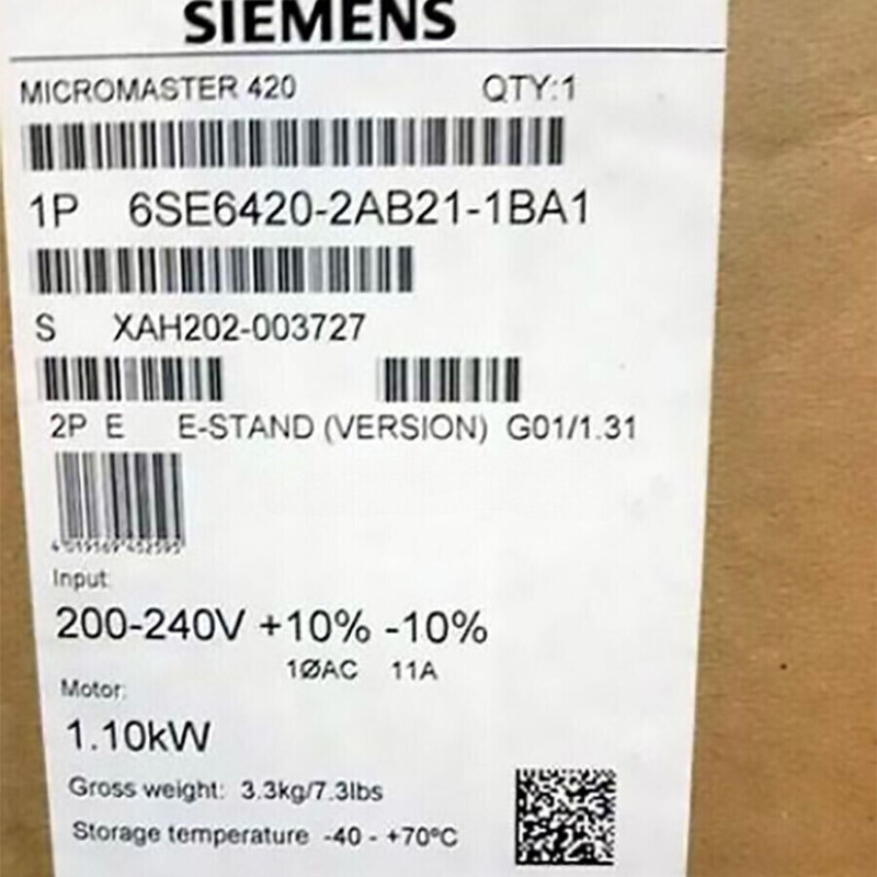 1PCS SIEMENS 6SE6420-2AB21-1BA1 Inverter 420-2AB21 6SE6 420-2AB21-1BA1 1.1KW NEW