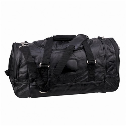21 Inch Genuine Leather Duffle Bag, Black - CLOSEOUT PRICE